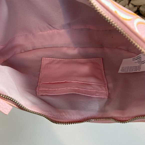 No Boundaries Half Moon Shoulder Bag Purse Retro Floral 90s Pink Orange NWT - Picture 7 of 9